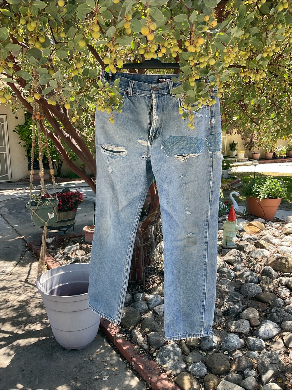 Kirkland Signature Light Wash Straight-Leg Distressed Jeans